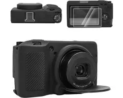 VOVMOEYA For Ricoh GRIII/GRIIIx/GR3/GR3X Silicone Case, Case x 1 Screen Protector x 2 Hot Shoe Cover x 1 Size III Protective Case Camera Case for Ricoh GR III Detachable Lens Cover Lightweight,