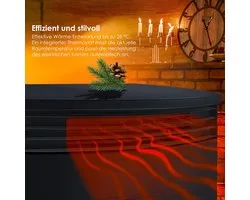 Elektrische Open Haard met Verwarming en LED-Vlameffect – Casa Velluto Aurora 1900W – Vrijstaande Sfeerhaard met Thermostaat, Timer en Afstandsbediening – 3-Zijdig Panorama Glas – Zwart Eiken Look