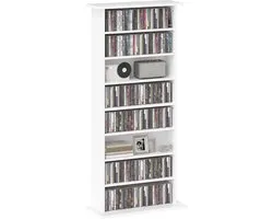 HOMCOM CD-opbergkast - Spaanplaat - 58x24x126,3 cm - Wit