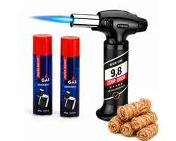 Creme Brulee Brander XL – Gasbrander - Keukenbrander - Campingbrander - Inclusief 2 x 300 ml Gas en 5 Aanmaakwokkels