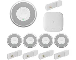 X-Sense XS0F-PMA Slimme rookmelder 230v + RF Module 5-pack met SBS50 Base Station - Met 10 jaar back-up batterij - Aansluiten op lichtnet - Bedraad en draadloos koppelbaar - Werkt via app - WiFi gateway - Stroomnet brandmelder - Smart Home