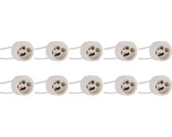 GU10 Fitting/Houder 10 Pack - Keramisch - 15cm Draad