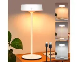 Lampes de bureau LED Rosnek - Lampe d'extérieur Solar sans fil avec interrupteur tactile, rechargeable par USB - Étanchéité IP67, 3 températures de couleur, intensité variable en continu - Pour l'intérieur et l'extérieur (Wit)