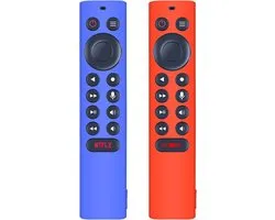 2 afstandsbedieningshoesjes compatibel met NVIDIA Shield TV P3700, antislip siliconen hoes (blauw en rood)