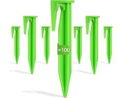 Robotic Lawnmower Pegs - Pack of 100 - Peripheral Cable Attachment Pins - Lawn Mower Accessories - Lawnmower Hook - Robotic Lawnmower Hook voor Attachment Limit Cable (Green)