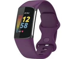 By Qubix - Compatible Fitbit bandje - Geschikt voor Fitbit Charge 5 - Fitbit Charge 6 Sportbandje met dubbele lus - Donkerpaars - Maat: S - Horlogeband - smartwatchbandje