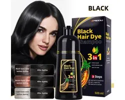Herbal Ginger 3‑in‑1 Hair Dye Shampoo (Zwart)