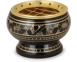 Zap Impex® Back Bowl with carved decoration very nice and versatile brass incense burner, approx. 5x5.5cm - ShopVlot