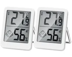 2x Mini Lcd-Thermometer - Groot Formaat - Digitaal Lcd - Thermometer Hygrometer - Elektronische Temperatuur-Vochtigheidsmeter Voor Binnenruimtes Sensormeter Weerstation - Wit