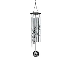 Windgong yin yang zilverkleurige Feng Shui Bagua vijf element M
