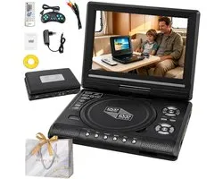Lecteur DVD portable 7,8 pouces avec écran HD pivotant, rechargeable, 1 pièce, double haut-parleurs, sortie AV, prise en charge des cartes USB et SD, batterie intégrée, pour voiture, voyage, camping et camping-car