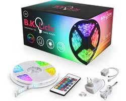 B.K.LICHT - LED Strip - 5 meter led lights - RGB verlichting - dimbaar - met afstandsbediening - gekleurd licht - zelfklevend