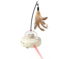 Kattenspeeltje met Laser & Speelveertje - Interactief Katten Speelgoed - Bewegende Laserstraal - Voor Kittens en Volwassen Katten - Kattenspeelgoed - Kattenspeeltje - Kattenspeeltjes - Kattenspeeltjes set - Kattenspeelgoed set -