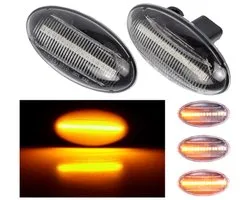 Clignotants dynamiques LED (Clair) - Sur mesure pour Toyota Aygo / Citroën C1 / C2 / C3 / C4 / C5 / C6 / Peugeot 107 / 108 / 1007 - Lumières clignotantes latéraux Plug & Play - Set de 2 Lumières clignotantes avec bande LED - Effet Water qui coule
