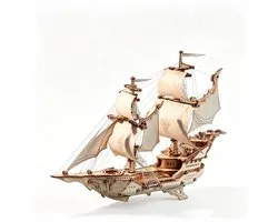 Casalora Puzzles 3D en Bois - Kit de Construction Maison Miniature en Bois - Navire Elfe avec Éclairage LED - Puzzle 3D Créatif Modèle en Bois - Cadeau pour Adultes et Adolescents