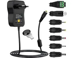 voeding cshare 40 W, AC naar DC, 3 V, 4,5 V, 5 V, 6 V, 7,5 V, 9 V, 12 V, schakelbare voedingsadapter met USB-aansluiting 5 V, 1 A, 7 tips voor 3 V tot 12 V