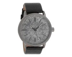 OOZOO Timepieces - Titanium horloge met zwarte leren band - C9409