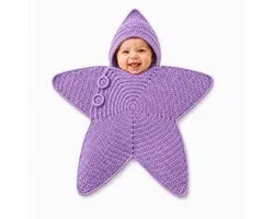 Ryoudavell - sac de couchage bébé étoile tricoté à la main - sac de couchage bébé étoile - couverture au crochet - couverture enveloppante newborn - Baby Starfish Onesie - convient aux bébés de 3-9 mois - bleu bébés de 3-9 mois - bleu - violet