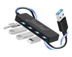 Répartiteur USB Jacked pour ordinateur portable - Hub USB 3.0 Distributeur USB - Hub USB 4 ports - Station d'accueil USB multiport