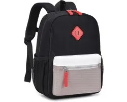 Kids Backpack - kids rugzak-kids rugzak jongens-Lightweight School Backpack - For Boys Girls - Elementary School Middle School Casual School Bag - Ages 5-14 -Zwart and wit grijs - 29x25x12cm