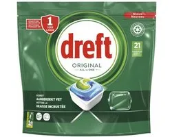 Dreft - Original All In One - Vaatwascapsules - Tegen Aangekoekt Vet - 21 Capsules