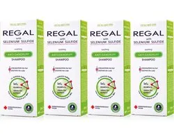 4 x Shampooing apaisant Regal ANTI-PELLICULES au sulfure de Sélénium pour chaque type de cheveux Set4 800 ml