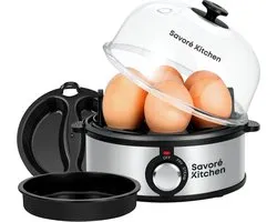Savoré Kitchen 4-in-1 Eierkoker 7 Eieren - Bakplaat met antiaanbaklaag - Electrisch -Eierkokers met Timer