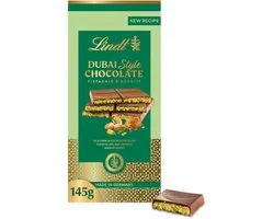 Tablette de chocolat Lindt DUBAI STYLE Pistache 145 grammes - Chocolat au lait, Kadayif, pistaches - Chocolat Premium Dubai Style