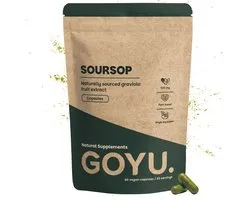 GOYU Soursop Extract 500 mg 60 Capsules - Soursop Extract Capsules - Graviola - Zuurzak - 10:1 extract van het vruchtvlees - 500 mg per capsule - 60 capsules - Vegan - Zonder toevoegingen - Lab getest