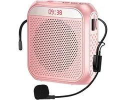 Stemversterker draagbaar – 8W speaker met headset microfoon, oplaadbaar 2200mAh, 20 uur batterij