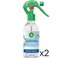 2 x Air Wick Active Fresh Luchtverfrisser Spray Fresh Laundry – 237 ml – Aerosolvrije Roomspray met Natuurlijke Essentiële Oliën