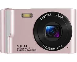 Digitale camera - Autofocus 4K Vlogging-camera voor fotografie met anti-shake, 50MP compacte point-and-shoot digitale camera voor kinderen met 16x zoom, 1 batterij, 32GB kaart (roze)