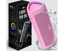 Enceinte Bluetooth Muring - Boîte à Musique sans fil - Jusqu'à 20 heures d'autonomie - Couplage TWS - Bluetooth 5.3 - Étanchéité IPX5 - Partybox - Mini enceinte - Rose
