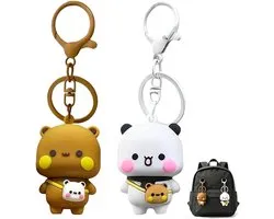 2 Pezzi Bubu Dudu, Portachiavi In Peluche Orso Polare E Bruno, Design Kawaii, Perfetti Per Borse, Zaini, Chiavi, Bambini, Ragazze