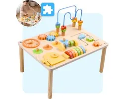 Mauzek® Table d'activités – Jouet Montessori – Jouet en bois – Jouet éducatif – Table de jeu interactive – Jouet sensoriel – Jouet de motricité – Centre d'activités – Jouet pour tout-petit – Garçons–Filles– 1 an – 2 ans – 3 ans – 4 ans