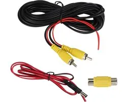6m Achteruitrijcamera Kabel, Dubbel Geïsoleerde RCA Video Kabel met 1m DC Voedingskabel, Cinch Verlengkabel voor Monitor, Achteruitrijcamera, GPS en Autoradio, Ideaal voor Beveiligingscamera's