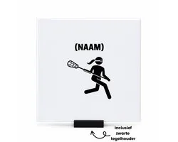 Lacrosse met eigen naam tegeltje met tegelhouder - Sport - Lacrosse - tegeltjes met tekst - Sport - spreuktegels - 15x15 CM