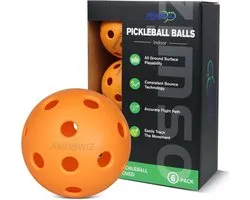 Indoor Pickleball Balls, 6 Pack with 26 Holes, Indoor Pickle Balls, High Visibility, Durable Pickle Balls for Training - ShopVlot