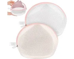 Lot de 2 filets de lavage BH - Filet de lavage avec fermeture éclair pour machine à laver - Sacs à linge réutilisables pour vêtements, sous-vêtements et soutiens-gorge - Rose