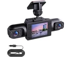 360° Full View Car Dashcam, 4K UHD Front & 1080P zij-achteruitrijcamera, met bewegingsdetectie, ondersteunt fietsopname, slimme parkeerbewakingscamera, 170 graden groothoek-dashcam (drie lenzen)