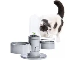 HiPet® Waterfontein Kat / Drinkbak Hond Automatisch - Enkel - Geschikt als Voer & Drinkbak voor Honden en Katten (380-580ml) - Grijs