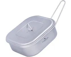 iBasingo 1000 ml Couteau militaire en titane Poêle de camping avec couvercle et poignée pliable Poêle à frire extérieure Boîtes repas Bushcraft Grande boîte à bento Batterie de cuisine Kom léger Boîte à dîner Ti2084C