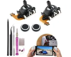 2 Pack Hall Effect Joysticks for Playstation 5 Portal PSVR2 3D Left/Right Analog Sensor Joystick for PS5 Portal/PSVR2 Control with 2 Pack Thumb Cap Thumbstick Repair met gereedschap