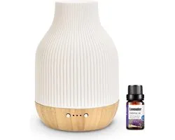 Aroma Diffuser - Luchtbevochtiger - Aromatherapie - Verstuiver etherische olie - Luchtbevochtiger - Geurverspreider - Aromadiffusers - Vernevelaar - inclusief geurolie - Bamboe Keramiek - Mobstore