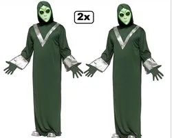 2x Costume d'Alien avec masque taille M/L - Carnaval Halloween fête à thème horreur Aliens effrayant