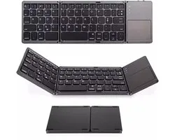 Opvouwbaar Bluetooth Toetsenbord met Touchpad – QWERTY – Draadloos – Ultradun – Foldable Keyboard – Voor Laptop, Tablet & Smartphone - Universeel Geschikt voor: Windows, Android, iPad, iOS & MacOS