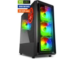 ScreenON Game PC - AMD Ryzen 7 2700X - NVIDIA GeForce RTX 4060 8GB - 32GB RAM - 1TB M.2 SSD - Windows 11 Pro - RGB Fans - Wifi & Plug & Play
