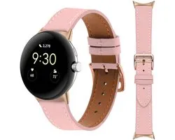 Stravo Premium Slank Leren Bandje – Geschikt voor Google Pixel Watch 4 / Pixel Watch 3 / Pixel Watch 2 / Pixel Watch 1 – 41mm – Dun Leather Horlogebandje van Echt Leer met Roségouden Gesp – Rose