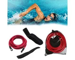 JOLTIA - Zwemelastiek 500 -Weerstandsbanden - Zwemtraining - Zwem elastiek met weerstand - Resistance cords - Voor Volwassenen - Zwembad - Zwemelastieken met Riem / Gordel - Weerstandstube - Trainingsbanden - 3 Meter - Rood