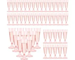 Ynkkvre - Champagneglazen - kunststof champagneglazen set van 50 - herbruikbaar 150 ml - kunststof - roze kleur, lichtgewicht - ideaal voor feesten, bruiloften en verjaardagen
